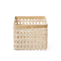 Saddle River Square Natural Open Weave Cane & Bamboo Rim Bin 2-piece Set -US Storage Furniture Sales Store 5925031 ALT4
