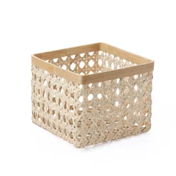 Saddle River Square Natural Open Weave Cane & Bamboo Rim Bin 2-piece Set -US Storage Furniture Sales Store 5925031 ALT5