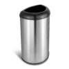 NINESTARS 13 Gal Stainless Steel Semi Round Open Top Trash Can, D Shape, Silver