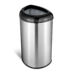 NINESTARS 13 Gal Stainless Steel Semi Round Open Top Trash Can, D Shape, Silver -US Storage Furniture Sales Store 5957548 ALT2