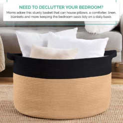 Ornavo Home Extra Large Round Cotton Rope Storage Basket Laundry Hamper With Handles -US Storage Furniture Sales Store 6069472 ALT2