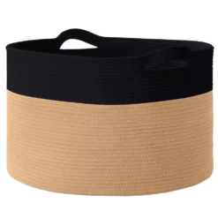 Ornavo Home Extra Large Round Cotton Rope Storage Basket Laundry Hamper With Handles
