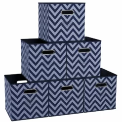 Ornavo Home Chevron Foldable Storage Cube Bin With Dual Handles