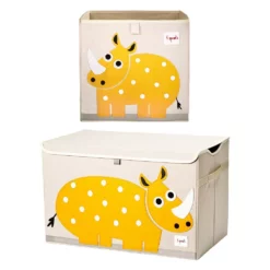 US Storage Furniture Sales Store 44 3 Sprouts Foldable Storage Box & Cube Toy Chest Bin For Playroom, Yellow Rhino