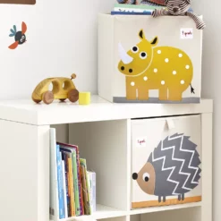 3 Sprouts Foldable Storage Box & Cube Toy Chest Bin For Playroom, Yellow Rhino -US Storage Furniture Sales Store 6094728 ALT2