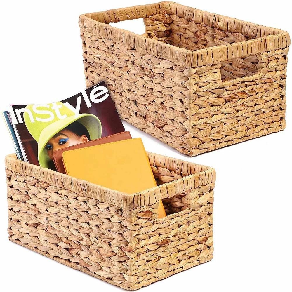 Hand Woven Rectangular Wicker Baskets (2 Pack) 1 Hand Woven Rectangular Wicker Baskets (2 Pack)