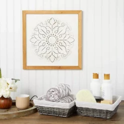 Farmlyn Creek Square Wicker Storage Baskets With Liners (9 X 9 X 3.5 Inches, 3 Pack) -US Storage Furniture Sales Store 6096364 ALT3