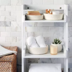 3-Piece Small Cotton Rope Woven Storage Basket Set, White Nesting Bins For Organizing Shelves, Montessori Classroom (3 Sizes) -US Storage Furniture Sales Store 6096567 ALT2