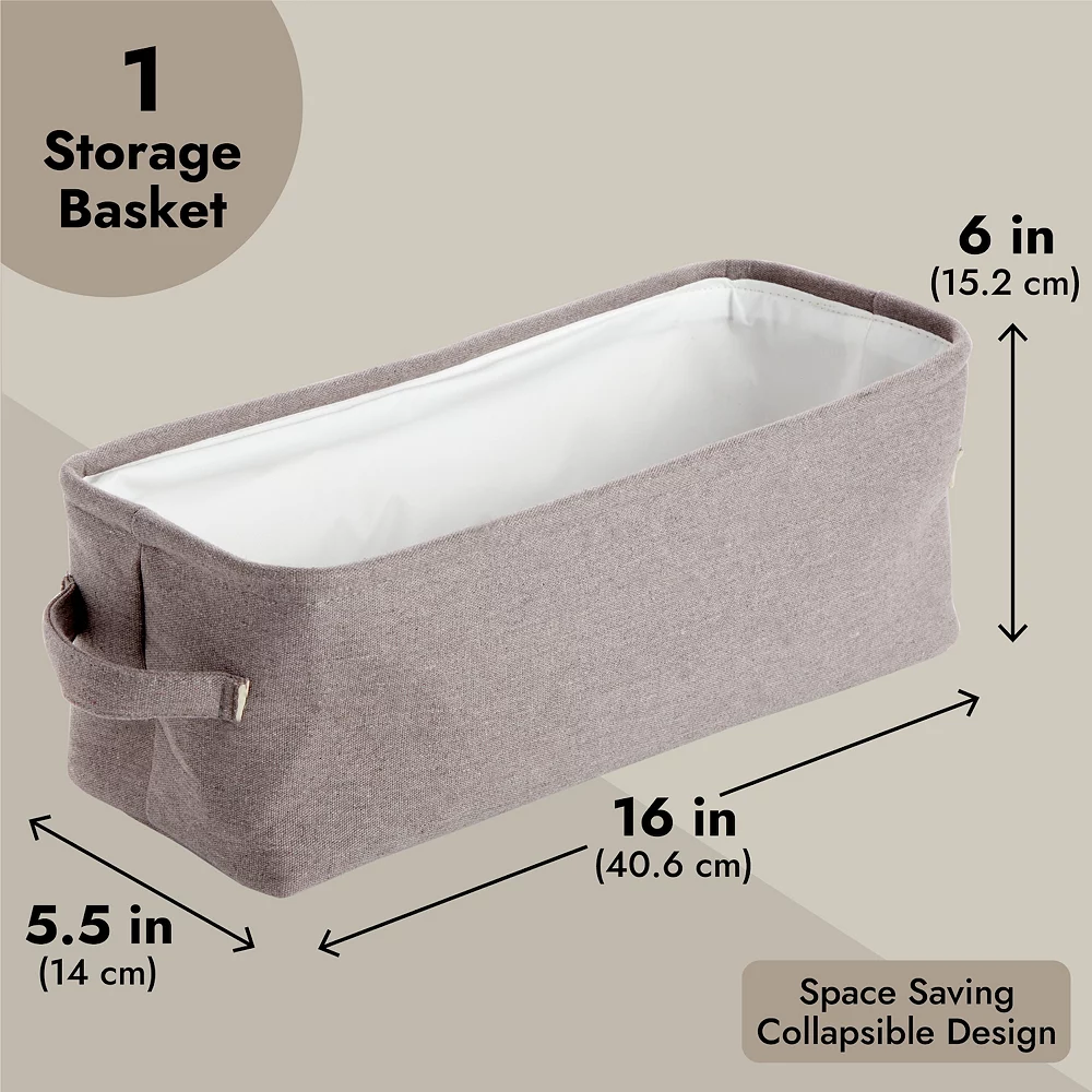 Juvale Grey Fabric Bathroom Storage Bin (16 X 6 X 5.5 Inches) 4 Juvale Grey Fabric Bathroom Storage Bin (16 X 6 X 5.5 Inches) - Image 4