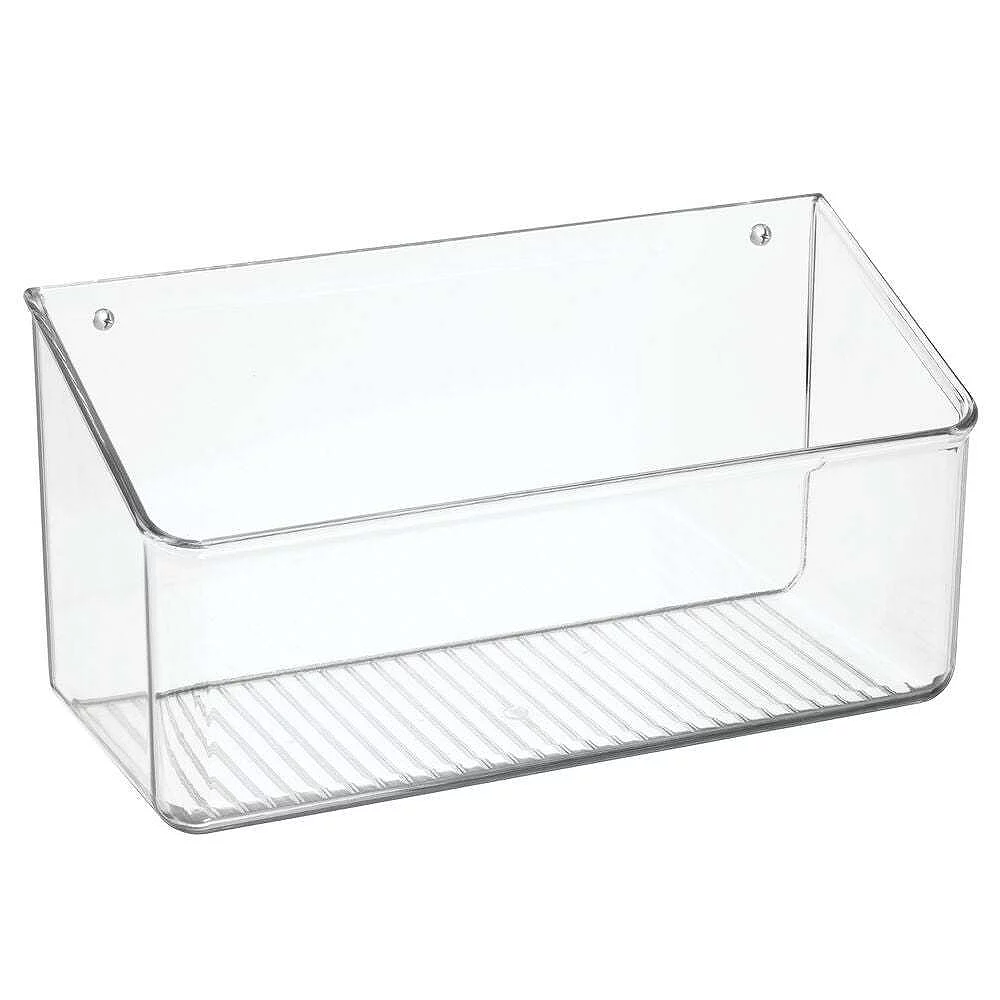 MDesign Wall Mount Plastic Home Storage Organizer Basket Bin Tray, Large - Clear 1 MDesign Wall Mount Plastic Home Storage Organizer Basket Bin Tray, Large - Clear