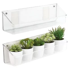 MDesign Wall Mount Plastic Home Storage Organizer Basket, Small, 2 Pack - Clear