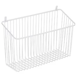 MDesign Metal Wall Mount Hanging Basket For Storage, Small - Matte White