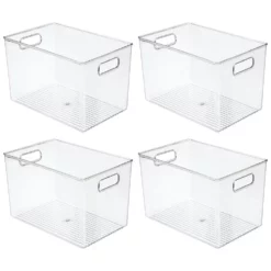 MDesign Storage Organizer Bin With Handles For Cube Furniture - 4 Pack - Clear