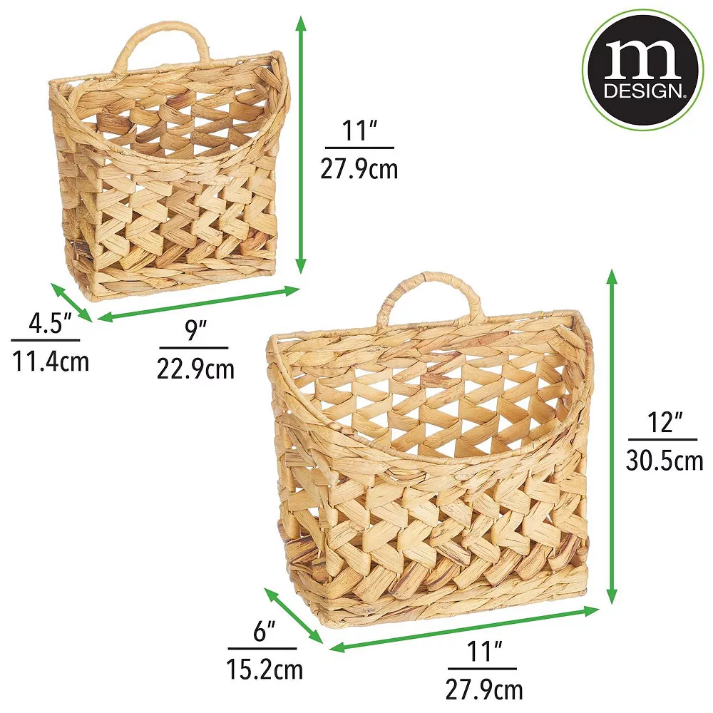 MDesign Woven Water Hyacinth Hanging Wall Storage Basket - Set Of 2 - Natural 2 MDesign Woven Water Hyacinth Hanging Wall Storage Basket - Set Of 2 - Natural - Image 2