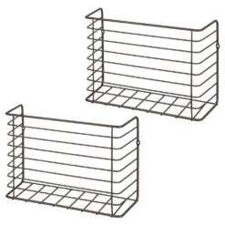 MDesign Metal Wall & Cabinet Door Mount Kitchen Storage Basket, 2 Pack