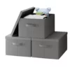 Foldable Storage Bin With Handles And Lid - Set Of 3