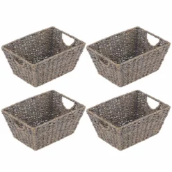 MDesign Woven Seagrass Nesting Kitchen Storage Basket Bins - 4 Pack