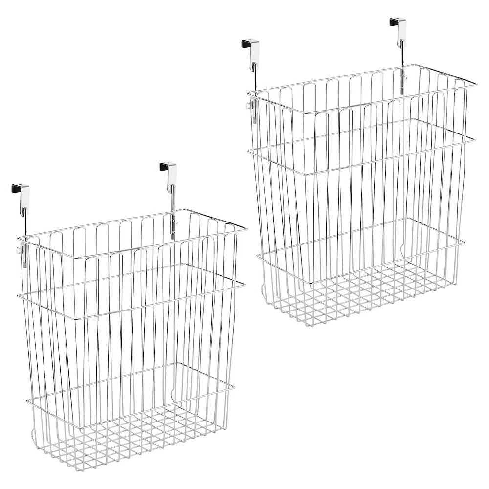 MDesign Wire Over Cabinet Door Kitchen Storage Basket & Trash Can - 2 Pack 1 MDesign Wire Over Cabinet Door Kitchen Storage Basket & Trash Can - 2 Pack