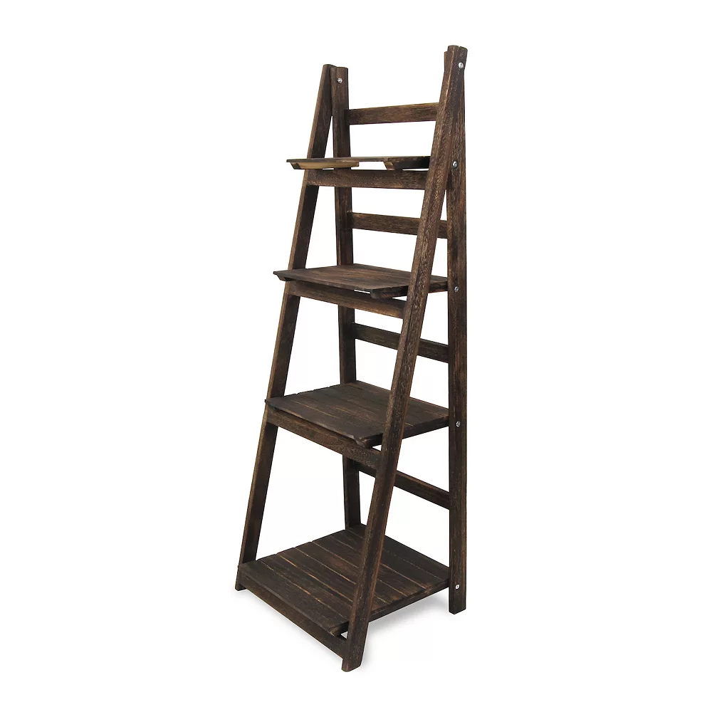 Cheungs Home Decorative 4 Tier Wood Shelf Stand, Brown 2 Cheungs Home Decorative 4 Tier Wood Shelf Stand, Brown - Image 2