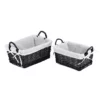 Cheung's Home Indoor Decorative Willow Baskets With Fabric Liners - Large, Set Of 2, Black