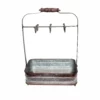 Benzara Rustic Style Galvanized Metal Crockery Holder With Six Cup Hooks, Gray