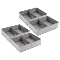 MDesign Fabric Dresser Drawer/Closet Storage, 2 Section Tray - 4 Pack
