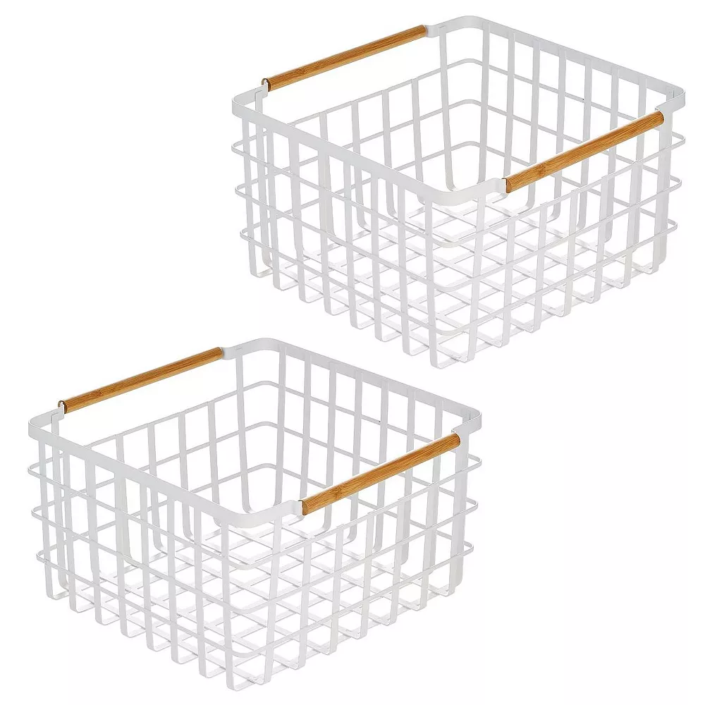 MDesign Metal Steel Wire Square Closet Storage Basket - 2 Pack 1 MDesign Metal Steel Wire Square Closet Storage Basket - 2 Pack