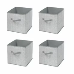 MDesign Soft Fabric Nursery Organizer Bin With Front Handle, 4 Pack