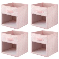 MDesign Fabric Nursery Storage Cube With Front Window, 4 Pack