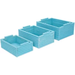 Blue Wooden Crate Nesting Boxes For Storage (3 Sizes, 3 Pieces) 7 Blue Wooden Crate Nesting Boxes For Storage (3 Sizes, 3 Pieces) -US Storage Furniture Sales Store 6172537 ALT3