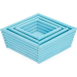 Blue Wooden Crate Nesting Boxes For Storage, Angled Design (3 Sizes, 3 Pieces) -US Storage Furniture Sales Store 6172549 ALT3