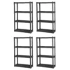 Sterilite Plastic Indoor Outdoor 4 Shelf Durable Shelving Unit, Gray, 4 Pack
