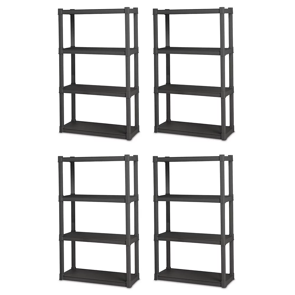 Sterilite Plastic Indoor Outdoor 4 Shelf Durable Shelving Unit, Gray, 4 Pack 1 Sterilite Plastic Indoor Outdoor 4 Shelf Durable Shelving Unit, Gray, 4 Pack