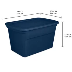 Sterilite Classic Lidded Stackable 30 Gal Storage Tote Container, Blue, 6 Pack -US Storage Furniture Sales Store 6240158 ALT2