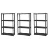 Sterilite Plastic Indoor Outdoor 4 Shelf Durable Shelving Unit, Gray, 3 Pack