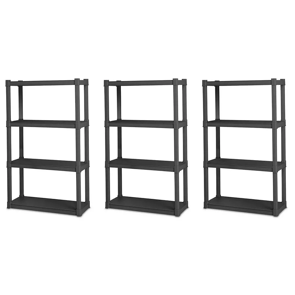Sterilite Plastic Indoor Outdoor 4 Shelf Durable Shelving Unit, Gray, 3 Pack 1 Sterilite Plastic Indoor Outdoor 4 Shelf Durable Shelving Unit, Gray, 3 Pack