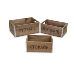 Cheungs Set Of 3 Wooden Storage Crates With Metal Border Accents -US Storage Furniture Sales Store 6288623 ALT2