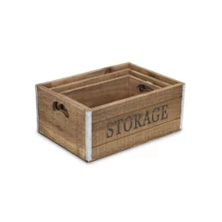 Cheungs Set Of 3 Wooden Storage Crates With Metal Border Accents -US Storage Furniture Sales Store 6288623 ALT3
