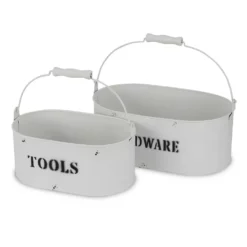 Cheungs Set Of 2 Galvanized Metal Caddy - White -US Storage Furniture Sales Store 6288945 ALT2