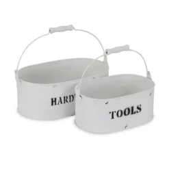 Cheungs Set Of 2 Galvanized Metal Caddy - White -US Storage Furniture Sales Store 6288945 ALT3