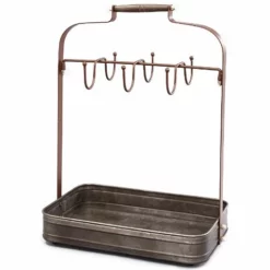 Farmhouse Coffee Mug Rack With Tray