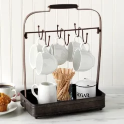 Farmhouse Coffee Mug Rack With Tray -US Storage Furniture Sales Store images 96